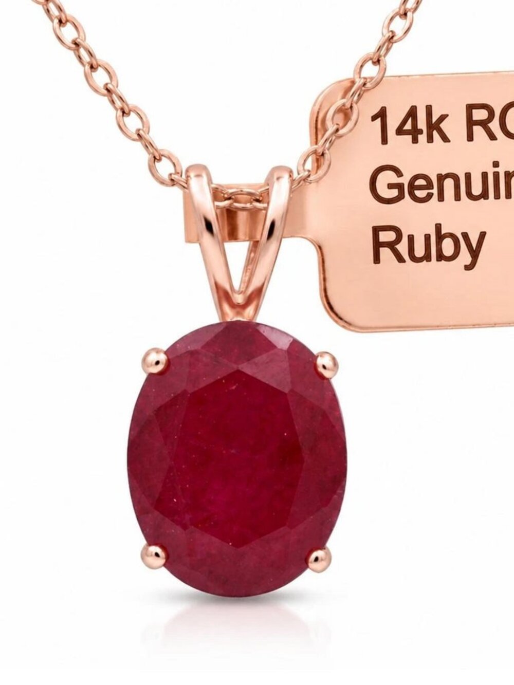 Genuine 3.25 Cts Ruby Pendant Solid 14k Rose Gold